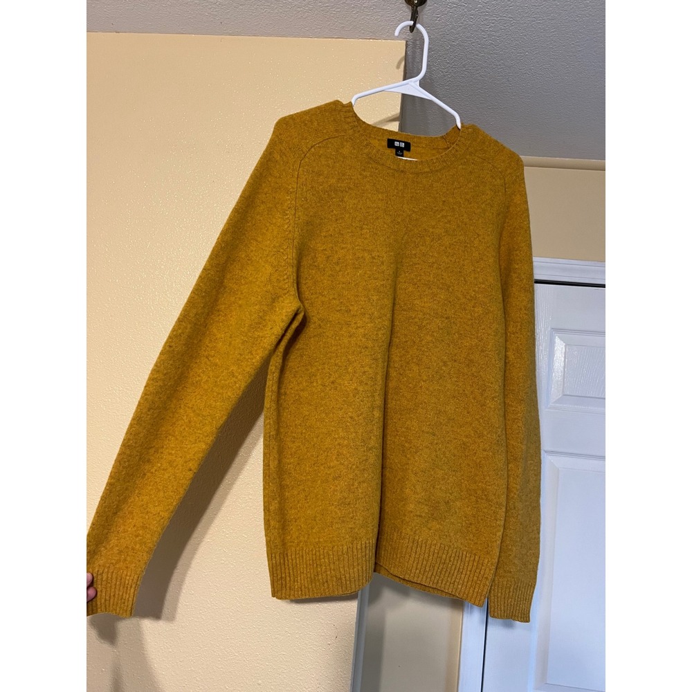 Uniqlo 100% Wool Sweater Women's L Marigold Mid-weight Knit
